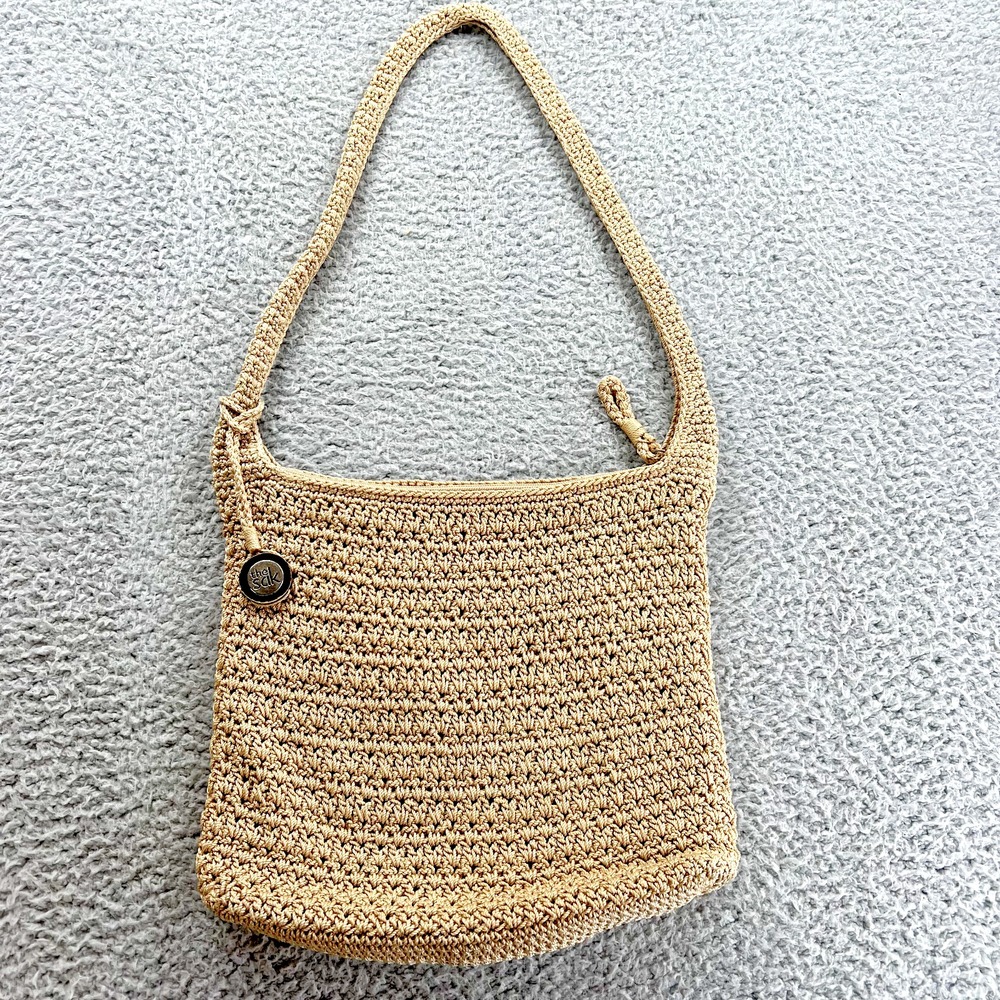 The Sak Ivory/Tan Crochet Handbag Purse‎ Shoulder Bag